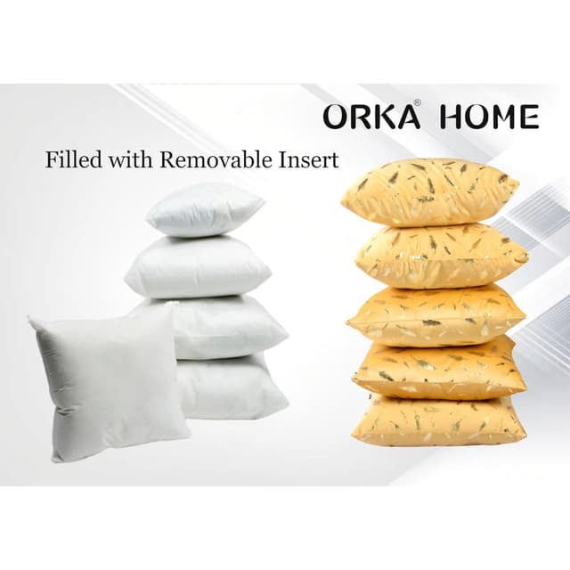 Orka Home 16x16 Microfiber Gold Foil Cuhsion