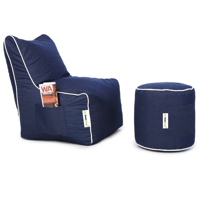 Can bean bags Classic XXXL Denim Arm Bean Chair With Footstool