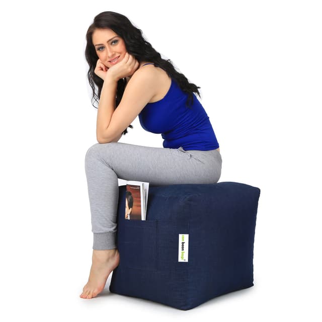 Can bean bag Denim Fabric Pouf Filled With Beans