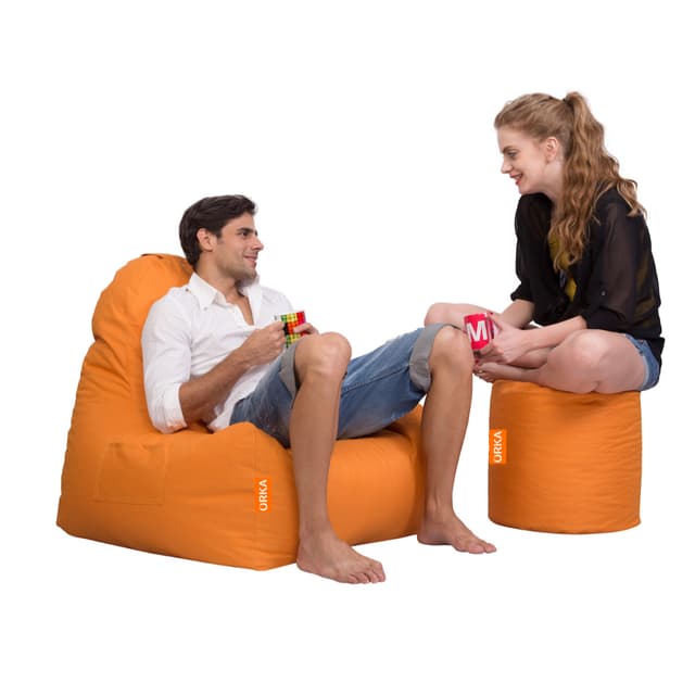 Can bean bags Solid Denier Fabric Triangle Chair Bean Bag With Footstool