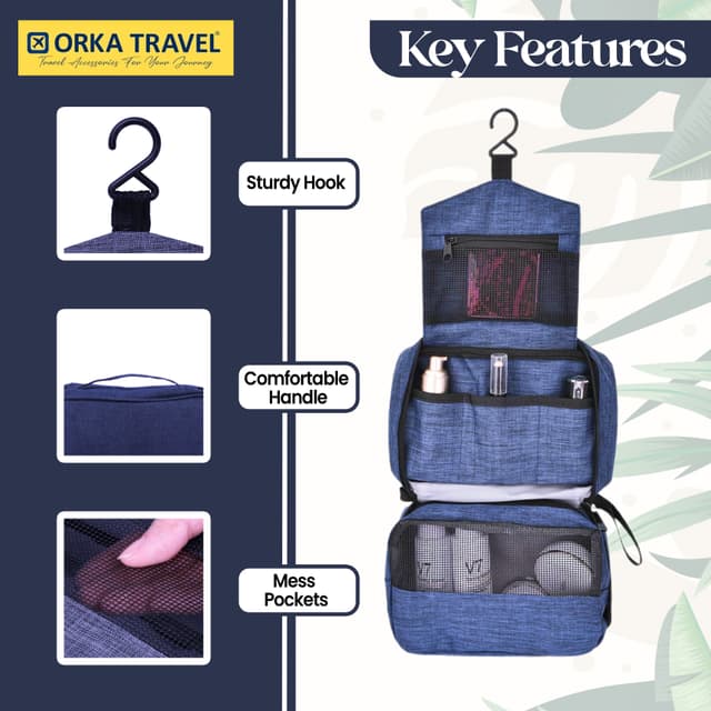 Orka Travel Oblique Cosmetic Bag Travel Makeup Bag for Women's Makeup Organizer for Unisex