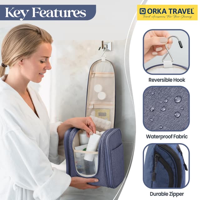 Orka Travel RoxyRotatable Hook Hanging Toiletry Bag Travel Essentials Organizer