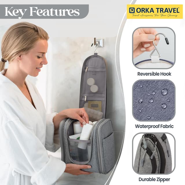 Orka Travel RoxyRotatable Hook Hanging Toiletry Bag Travel Essentials Organizer