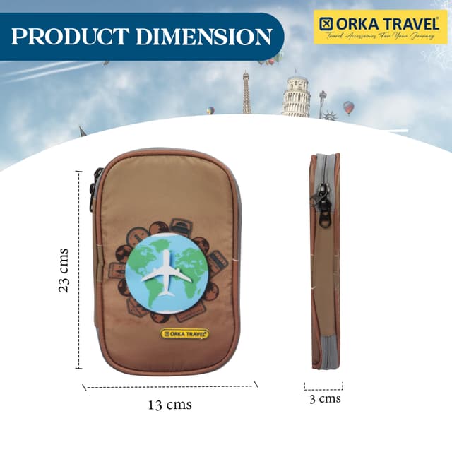 Orka Travel Digital Printed Passport Holder - Airplane Cercle Brown