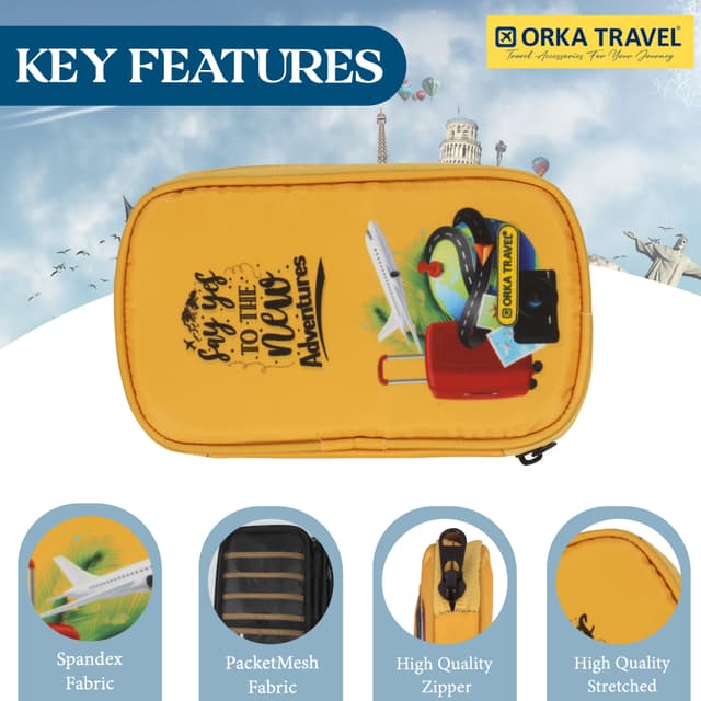 Orka Travel Digital Printed Passport Holder - New Adventure Yellow