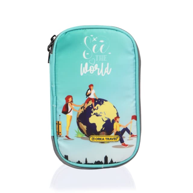 Orka Travel Digital Printed Passport Holder - See The World Teal