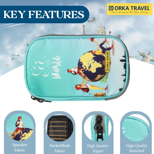 Orka Travel Digital Printed Passport Holder - See The World Teal