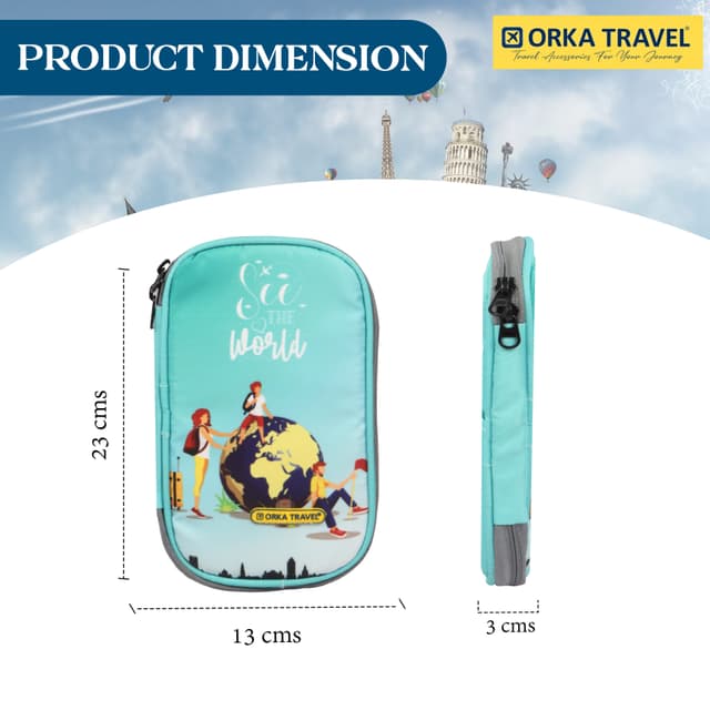 Orka Travel Digital Printed Passport Holder - See The World Teal