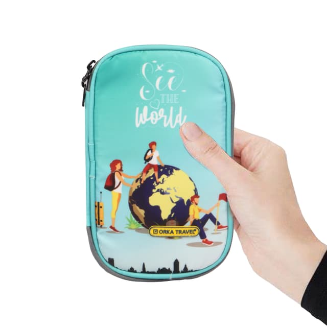 Orka Travel Digital Printed Passport Holder - See The World Teal