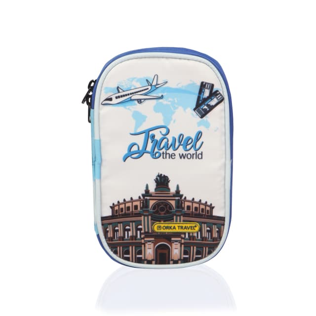 Orka Travel Digital Printed Passport Holder - Travel The World White