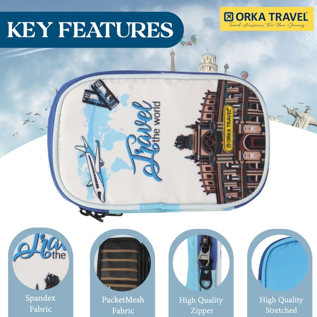 Orka Travel Digital Printed Passport Holder - Travel The World White
