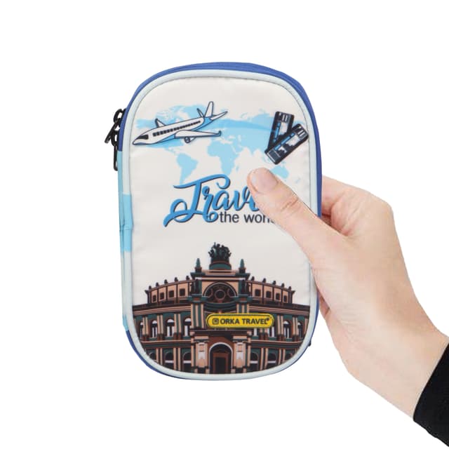 Orka Travel Digital Printed Passport Holder - Travel The World White