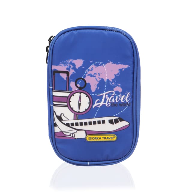 Orka Travel Digital Printed Passport Holder - World Travel Blue