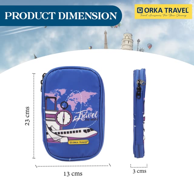 Orka Travel Digital Printed Passport Holder - World Travel Blue