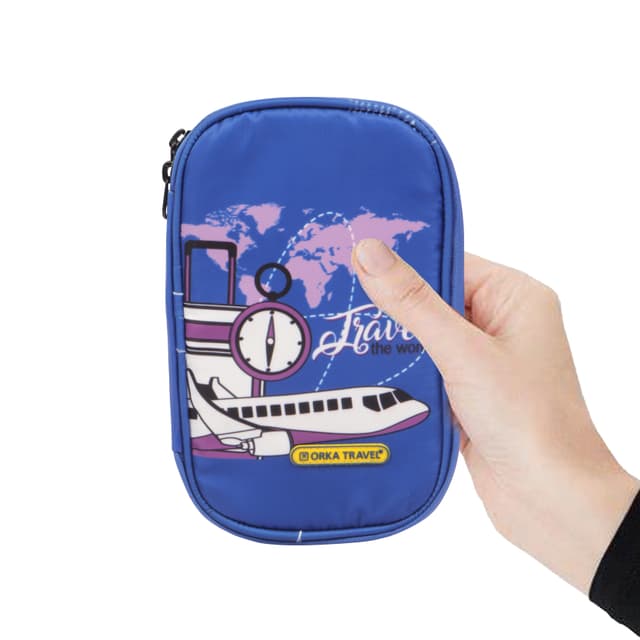 Orka Travel Digital Printed Passport Holder - World Travel Blue