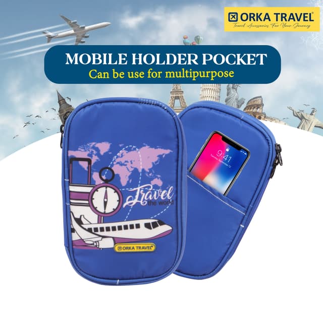Orka Travel Digital Printed Passport Holder - World Travel Blue