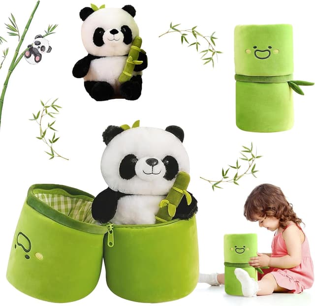 Orka Kids Panda Stuffed Animals Panda Bamboo Plush Toy 11.8 Inch Bamboo Tube Panda Pillow Stuffed Panda Bear Plushies Panda Doll Gifts for Boys Girls