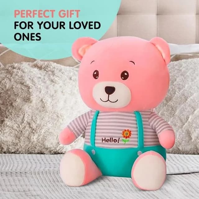 Orka Kids Plush Feel Soft Toy Hello Teddy Birthday Gift for Boys Girls and Kids (Small, Peach Bear)