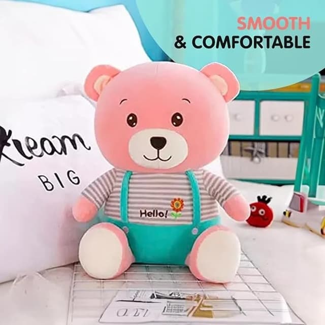 Orka Kids Plush Feel Soft Toy Hello Teddy Birthday Gift for Boys Girls and Kids (Small, Peach Bear)