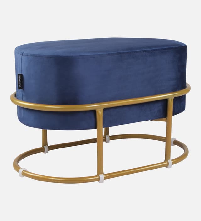 Primrose Velvet Upholstered Ottoman with Gold Plating Base Foot Vanity Makeup Stool, Side Stool for Bedroom Living Room (Craig)