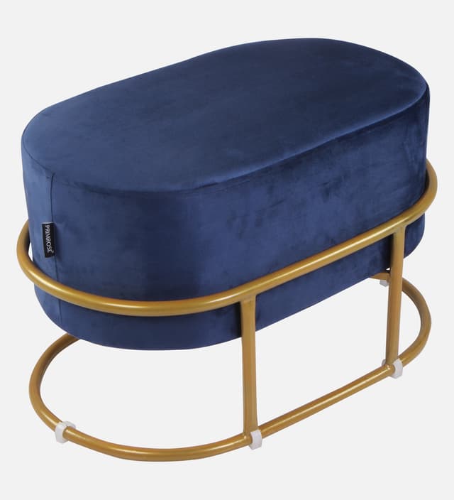Primrose Velvet Upholstered Ottoman with Gold Plating Base Foot Vanity Makeup Stool, Side Stool for Bedroom Living Room (Craig)