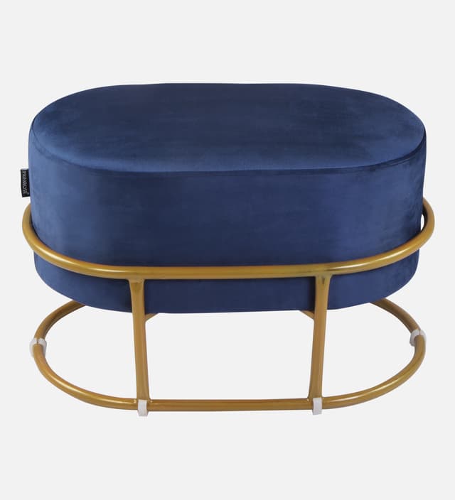 Primrose Velvet Upholstered Ottoman with Gold Plating Base Foot Vanity Makeup Stool, Side Stool for Bedroom Living Room (Craig)