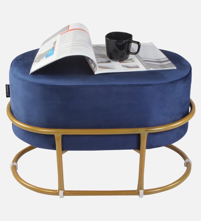 Primrose Velvet Upholstered Ottoman with Gold Plating Base Foot Vanity Makeup Stool, Side Stool for Bedroom Living Room (Craig)