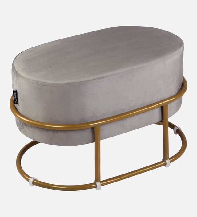 Primrose Velvet Upholstered Ottoman with Gold Plating Base Foot Vanity Makeup Stool, Side Stool for Bedroom Living Room (Craig)