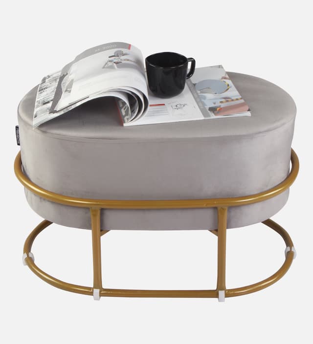 Primrose Velvet Upholstered Ottoman with Gold Plating Base Foot Vanity Makeup Stool, Side Stool for Bedroom Living Room (Craig)
