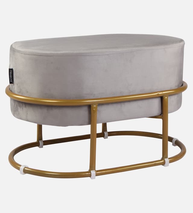 Primrose Velvet Upholstered Ottoman with Gold Plating Base Foot Vanity Makeup Stool, Side Stool for Bedroom Living Room (Craig)