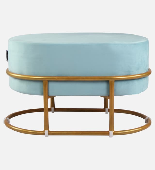 Primrose Velvet Upholstered Ottoman with Gold Plating Base Foot Vanity Makeup Stool, Side Stool for Bedroom Living Room (Craig)
