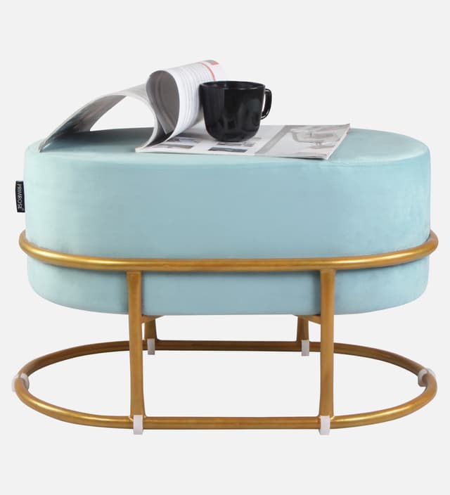 Primrose Velvet Upholstered Ottoman with Gold Plating Base Foot Vanity Makeup Stool, Side Stool for Bedroom Living Room (Craig)