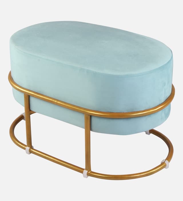 Primrose Velvet Upholstered Ottoman with Gold Plating Base Foot Vanity Makeup Stool, Side Stool for Bedroom Living Room (Craig)