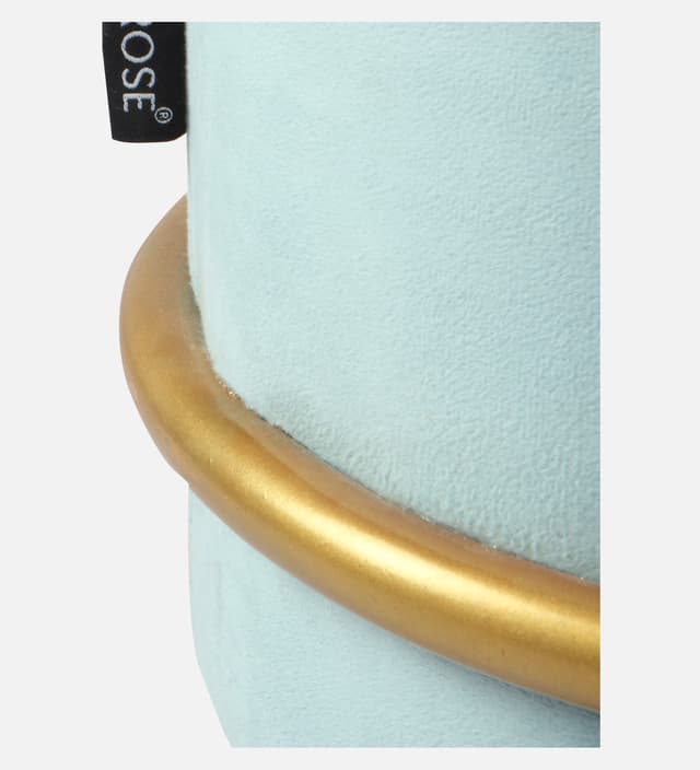 Primrose Velvet Upholstered Ottoman with Gold Plating Base Foot Vanity Makeup Stool, Side Stool for Bedroom Living Room (Craig)