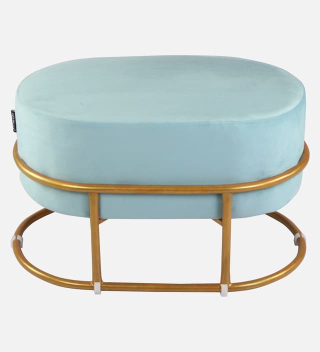 Primrose Velvet Upholstered Ottoman with Gold Plating Base Foot Vanity Makeup Stool, Side Stool for Bedroom Living Room (Craig)