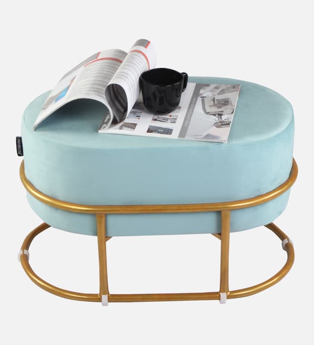 Primrose Velvet Upholstered Ottoman with Gold Plating Base Foot Vanity Makeup Stool, Side Stool for Bedroom Living Room (Craig)