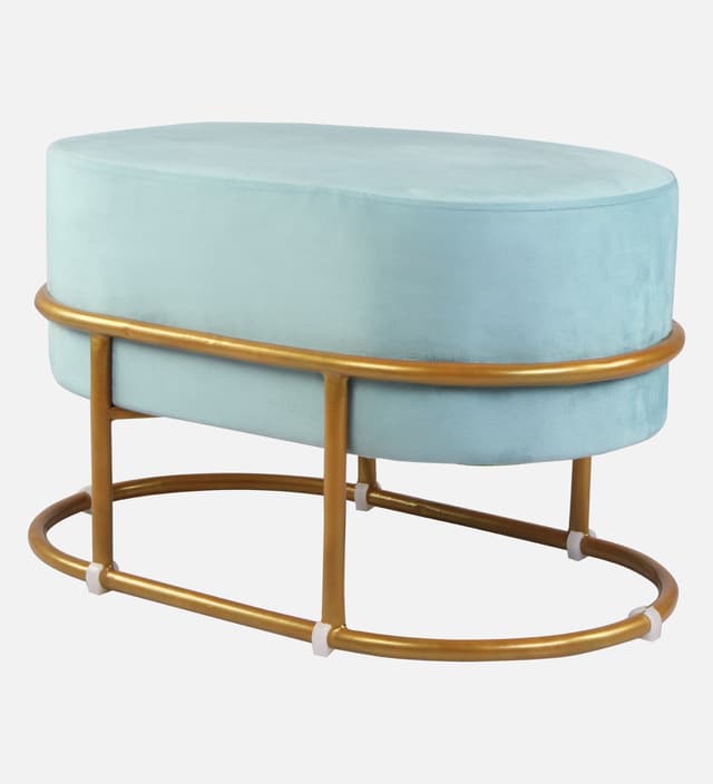 Primrose Velvet Upholstered Ottoman with Gold Plating Base Foot Vanity Makeup Stool, Side Stool for Bedroom Living Room (Craig)