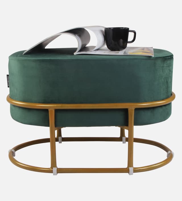 Primrose Velvet Upholstered Ottoman with Gold Plating Base Foot Vanity Makeup Stool, Side Stool for Bedroom Living Room (Craig)