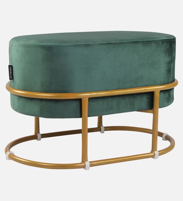 Primrose Velvet Upholstered Ottoman with Gold Plating Base Foot Vanity Makeup Stool, Side Stool for Bedroom Living Room (Craig)
