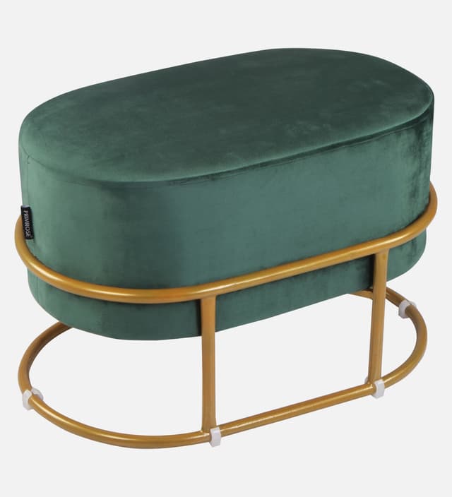 Primrose Velvet Upholstered Ottoman with Gold Plating Base Foot Vanity Makeup Stool, Side Stool for Bedroom Living Room (Craig)