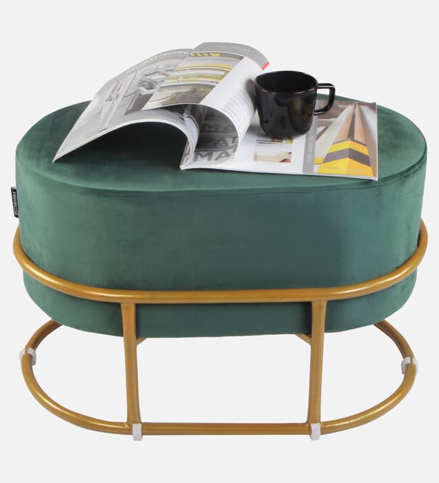 Primrose Velvet Upholstered Ottoman with Gold Plating Base Foot Vanity Makeup Stool, Side Stool for Bedroom Living Room (Craig)