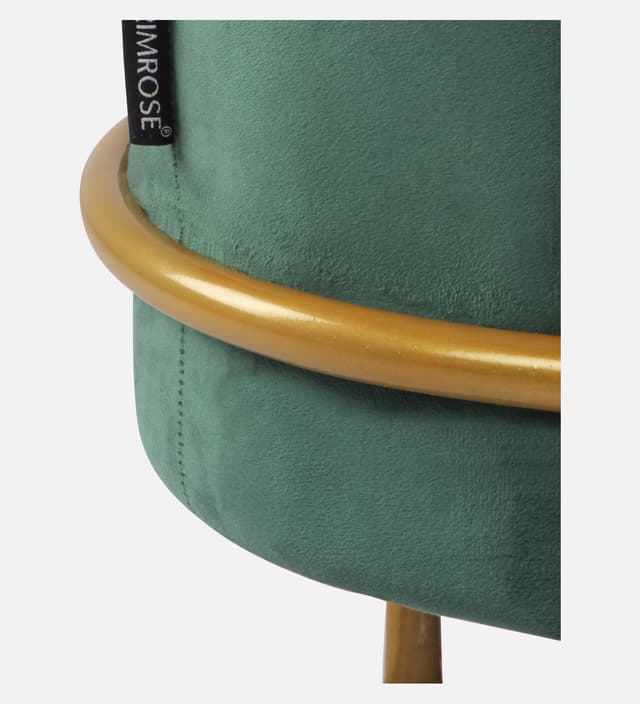 Primrose Velvet Upholstered Ottoman with Gold Plating Base Foot Vanity Makeup Stool, Side Stool for Bedroom Living Room (Craig)