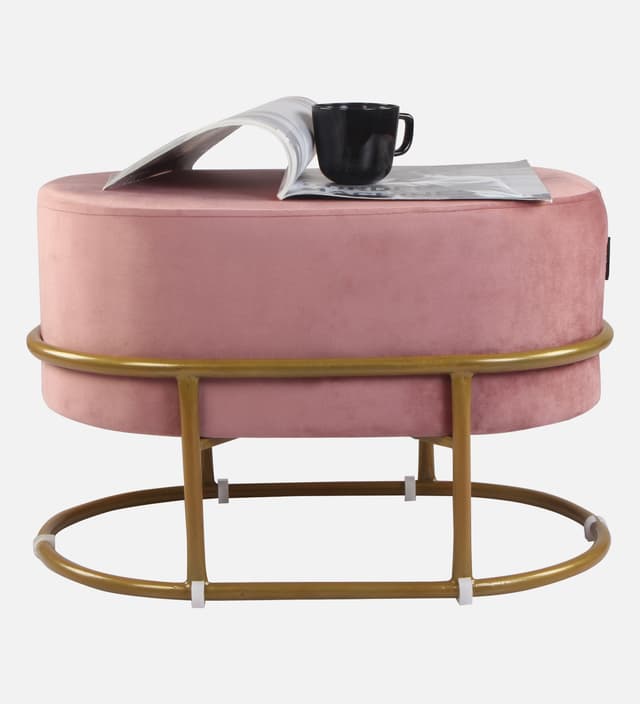 Primrose Velvet Upholstered Ottoman with Gold Plating Base Foot Vanity Makeup Stool, Side Stool for Bedroom Living Room (Craig)