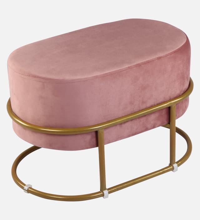 Primrose Velvet Upholstered Ottoman with Gold Plating Base Foot Vanity Makeup Stool, Side Stool for Bedroom Living Room (Craig)