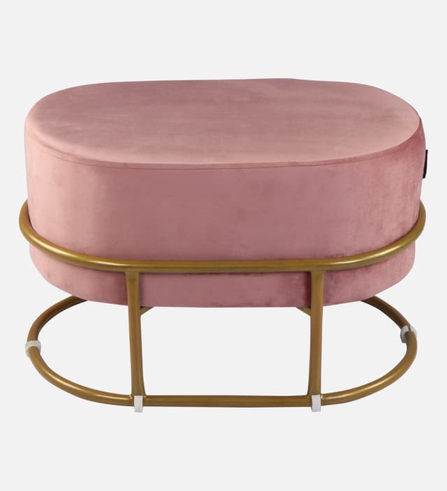 Primrose Velvet Upholstered Ottoman with Gold Plating Base Foot Vanity Makeup Stool, Side Stool for Bedroom Living Room (Craig)