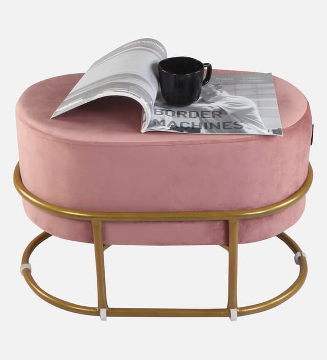 Primrose Velvet Upholstered Ottoman with Gold Plating Base Foot Vanity Makeup Stool, Side Stool for Bedroom Living Room (Craig)