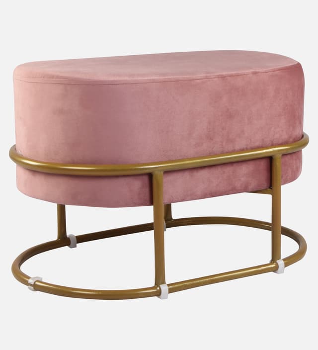 Primrose Velvet Upholstered Ottoman with Gold Plating Base Foot Vanity Makeup Stool, Side Stool for Bedroom Living Room (Craig)