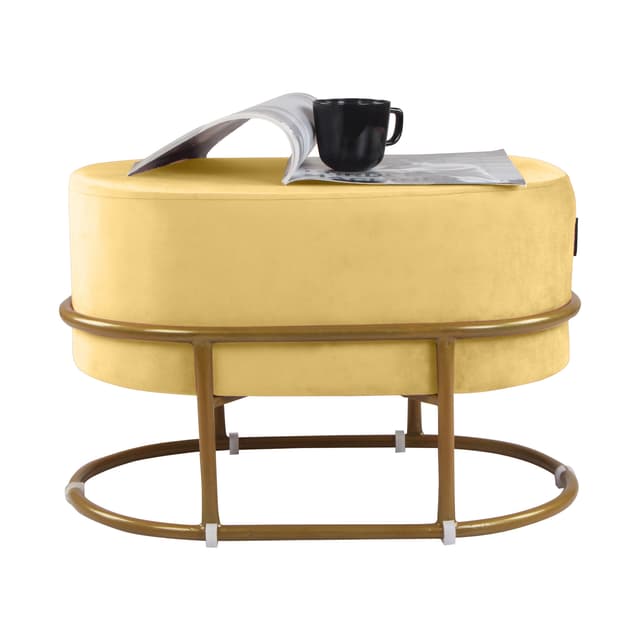 Primrose Velvet Upholstered Ottoman with Gold Plating Base Foot Vanity Makeup Stool, Side Stool for Bedroom Living Room (Craig)