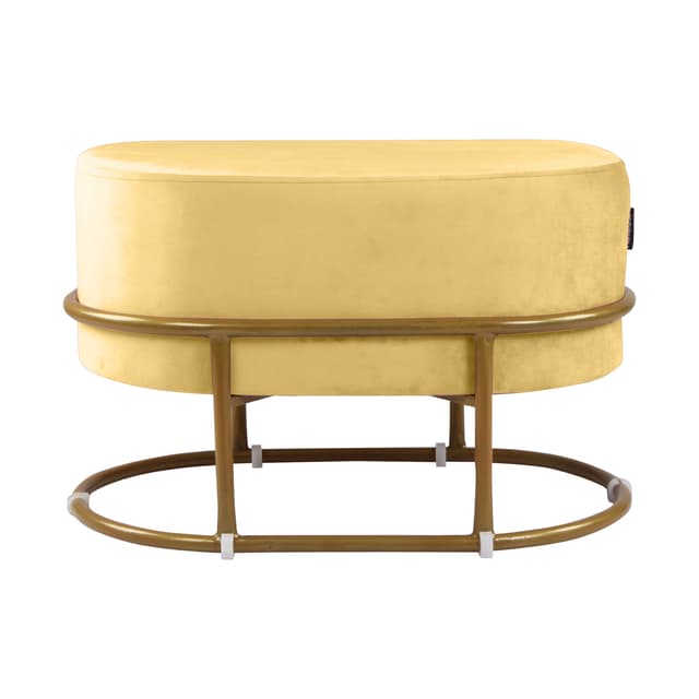 Primrose Velvet Upholstered Ottoman with Gold Plating Base Foot Vanity Makeup Stool, Side Stool for Bedroom Living Room (Craig)