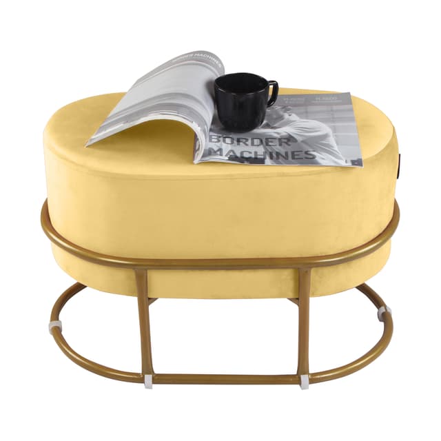 Primrose Velvet Upholstered Ottoman with Gold Plating Base Foot Vanity Makeup Stool, Side Stool for Bedroom Living Room (Craig)